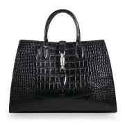 Replica AAAAA Gucci Jackie Croco Leather Top Handle Bag 362970 Black VS03418