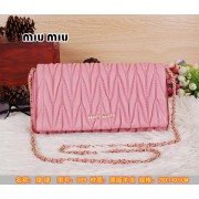Replica AAAAA miu miu Matelasse Leather Flap Shoulder Bag BL089 Pink VS06337