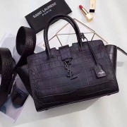 Replica AAAAA Saint Laurent Downtown Cabas Bag in Black Crocodile Embossed Leather 436834 VS07979