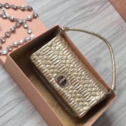 Replica Best Miu Miu Crystal Nappa Leather Tote Handle Bag Gold & Silver 5BB018 VS00839