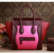 Replica Celine Luggage Mini Boston Tote Bags Original Leather 3308 Rose&Burgundy&Wine VS00367