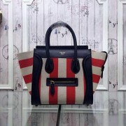 Replica Celine Luggage Mini Tote Bag Fabric CTA3308 Black&Red&White VS03021