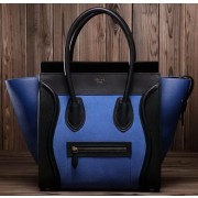 Replica Celine Luggage Mini Tote Bag Suede Leather Ci3308 Blue&Black VS02508