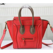 Replica Celine Luggage Nano Bag Grainy Leather C3308S Red&Khaki VS05560