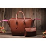 Replica Celine Luggage Phantom Original Leather Bags 3052 in Brown with a Clutch Bag YD VS09390