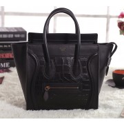 Replica Celine Micro Luggage 3307 in Black Crocodile with Original Leather YD VS03543
