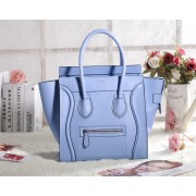Replica Celine Micro Luggage 3307 in SLight hiny Blue Original Leather with Black Trim VS01597