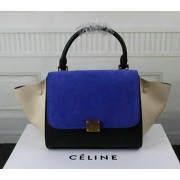 Replica Celine MINI Trapeze Bag Suede Leather CT3345 Royal&Black&OffWhite VS02980