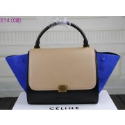 Replica Celine Trapeze Bag Suede Leather C3342 Apricot&Black&Royal VS00105