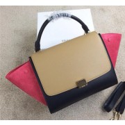 Replica Celine Trapeze Bag Suede Leather CL008 Peach&Black&Khaki VS04037
