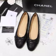 Replica Chanel Black Lambskin Ballet Flats Cap Toe CH1640 VS07181