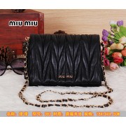 Replica Cheap miu miu Matelasse Leather Flap Shoulder Bag BL083 Black VS09777