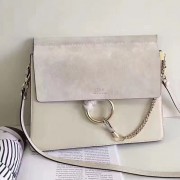 Replica Chloe Faye Calfskin and Suede Shoulder Bag Off-white 240601 VS07434