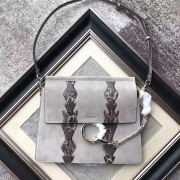 Replica Chloe Faye Smooth & Suede Calfskin Shoulder Bag Grey C301220 VS03926