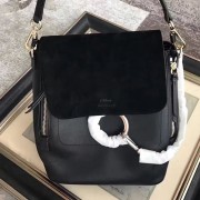 Replica Chloe Medium Faye Backpack in Smooth & Suede Calfskin Black 3S1192 VS00840