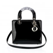 Replica Christian Dior CD6325 Black Patent Mini Lady Dior Bag Gold VS06881