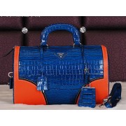 Replica Fashion Prada Croco Leather Boston Bag BN8096 Orange VS02369