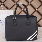 Replica Fashion Prada Saffiano Calfskin Leather Briefcase PM24 Black VS02758