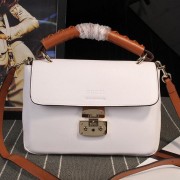 Replica Gucci Clafskin Leather Top Shoulder Bag 387652 White VS04864