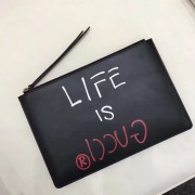 Replica Gucci Guccighost Pouch with Black Words 445597 VS09444