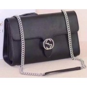 Replica Gucci Interlocking Leather Shoulder Bag 387604 Black VS03312
