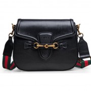 Replica Gucci Lady Web Calfskin Leather Shoulder Bags 383848 Black VS05416