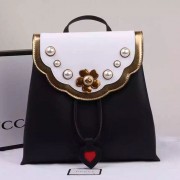 Replica Gucci Pearl Studs Leather Backpack Black 432264 VS08356