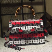 Replica Gucci Python Pattern Leather Bamboo Top Handle Bag Red 443682 VS03847