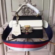 Replica Gucci Queen Margaret Leather Top Handle Bag Black and White 476541 VS02240