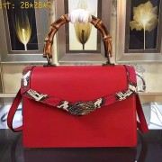 Replica Gucci Snake Pattern Leather Bamboo Top Handle Bag Red 443682 VS00958