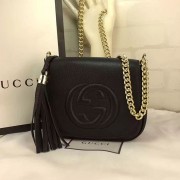 Replica Gucci Soho Leather Chain Shoulder Bag Black 323190 VS00249