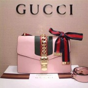 Replica Gucci Sylvie Leather Shoulder Bag 421822 Pink VS01718