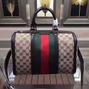 Replica Gucci Vintage Web Original GG Canvas Boston Bag Coffee 247205 VS03910