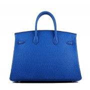 Replica Hermes Birkin 35CM Tote Bag Blue Grainy Leather H-35 Gold VS02762