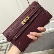 Replica Hermes Kelly Clutch Bag in Fuchsia Swift Leather HK1210 VS00876