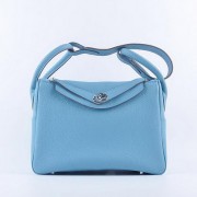 Replica Hermes Lindy 30CM Grainy Leather Shoulder Bag H6207 Light Blue VS00625