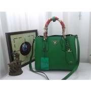 Replica Hot Prada Original Twin Saffiano Leather Cuir Tote BN2758 in Green with Gold Hardware JJ VS08553