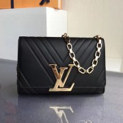 Replica Louis Vuitton Embossed Calfskin Chain Louise GM Black M54113 VS01952