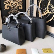Replica Louis Vuitton Taurillon Leather Capucines PM Black N92800 VS03676