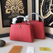 Replica Louis Vuitton Taurillon Leather Capucines PM Red N92800 VS00965