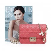 Replica MISS DIOR Shoulder Bag in Lambskin Leather CD6331 Pink VS02165