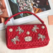 Replica Miu Miu Crystal Nappa Leather Top Handle Bag Red 5BD417 VS04417