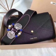 Replica Miu Miu Goat Leather Shoulder Bag Black 5BH062 VS02742