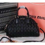Replica miu miu Matelasse Nappa Leather Top-handle Bag M1017 Black VS07798