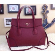 Replica Prada Calfskin Leather Top Handle Bag in Purplish Red Fug VS01503