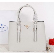 Replica Prada Grainy Cuir Leather Tote Bag BN2821 OffWhite VS06124