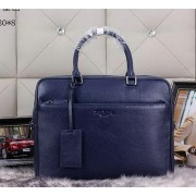 Replica PRADA Grainy Leather Business Briefcase P002 Blue VS08678