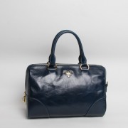 Replica Prada Import Original Burnished Leather Two Handle Bag BN0822 in Sapphire Blue XZ VS08265