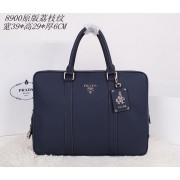 Replica Prada Original Grainy Leather Briefcase P8900 Blue VS08602