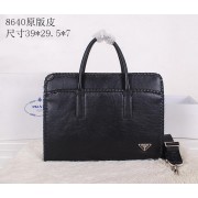 Replica Prada Original Leather Briefcase P8640 Black VS07066